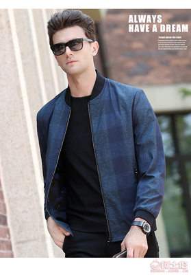 2017新款男士夾克 格子棒球領外套引領休閑風尚